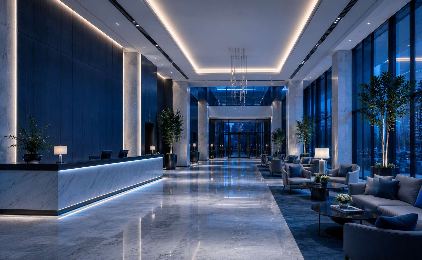 Luxury hotel lobby